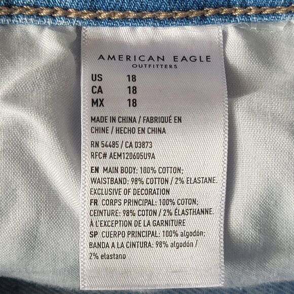 American Eagle Waist Stretch Distressed Hi Rise Size 18 Denim Shorts - Picture 7 of 9